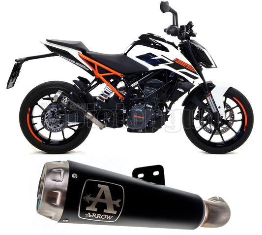SCARICO OMOLOGATO ARROW PRO-RACE IN NICHROM NERO CON FONDELLO IN INOX COMPATIBILE CON KTM DUKE 125 17/20