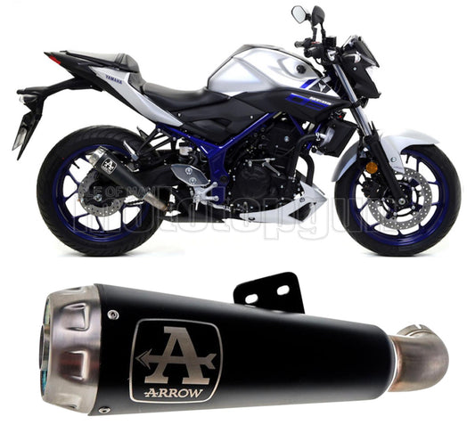 SCARICO OMOLOGATO CATALIZZATO ARROW PRO-RACE IN NICHROM NERO CON FONDELLO IN INOX COMPATIBILE CON YAMAHA MT03 MT-03 16/17
