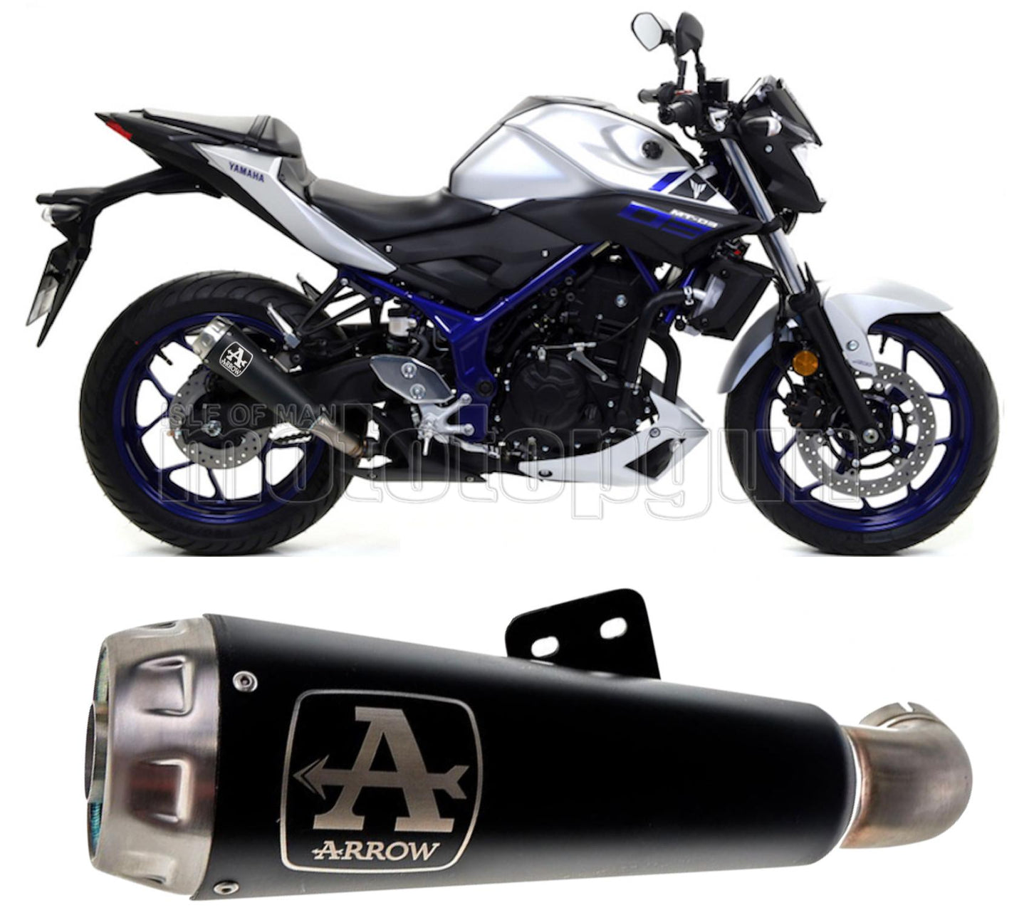 SCARICO OMOLOGATO CATALIZZATO ARROW PRO-RACE IN NICHROM NERO CON FONDELLO IN INOX COMPATIBILE CON YAMAHA MT03 MT-03 16/17