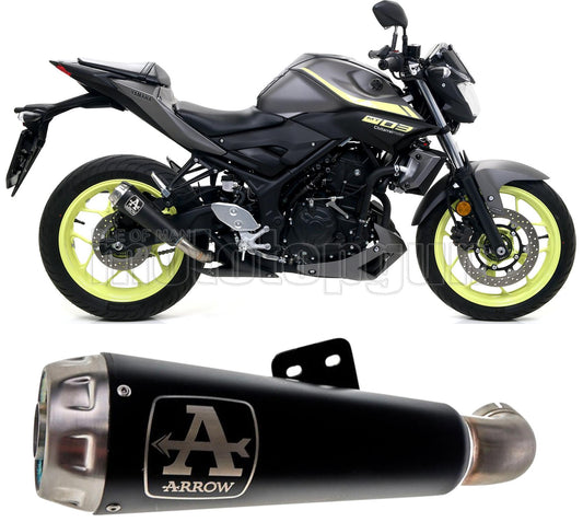 SCARICO OMOLOGATO CATALIZZATO ARROW PRO-RACE IN NICHROM NERO CON FONDELLO IN INOX COMPATIBILE CON YAMAHA MT03 MT-03 18/19