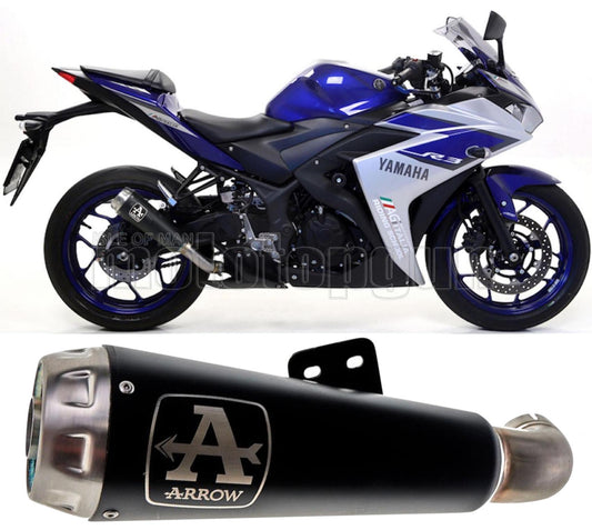 SCARICO OMOLOGATO CATALIZZATO ARROW PRO-RACE IN NICHROM NERO CON FONDELLO IN INOX COMPATIBILE CON YAMAHA YZF R3 15/17