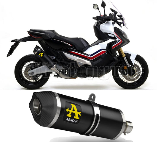 SCARICO OMOLOGATO ARROW RACE-TECH IN ALLUMINIO NERO CON FONDELLO IN CARBY COMPATIBILE CON HONDA XADV X-ADV 750 17/23