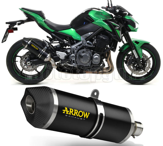 SCARICO OMOLOGATO DOPPIO TERMINALE ARROW RACE-TECH IN ALLUMINIO NERO CON FONDELLO IN CARBY COMPATIBILE CON KAWASAKI Z900 Z-900 A2 19/23