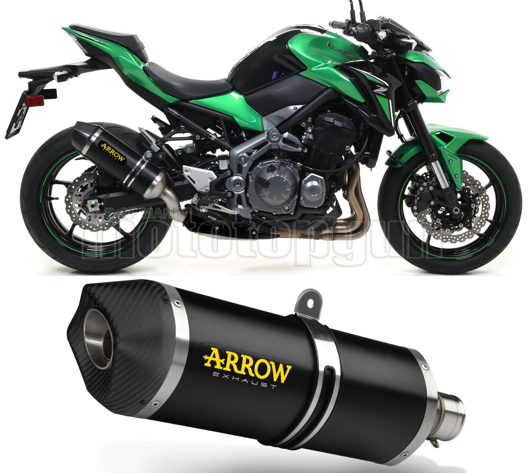 SCARICO OMOLOGATO DOPPIO TERMINALE ARROW RACE-TECH IN ALLUMINIO NERO CON FONDELLO IN CARBY COMPATIBILE CON KAWASAKI Z900 Z-900 A2 19/23