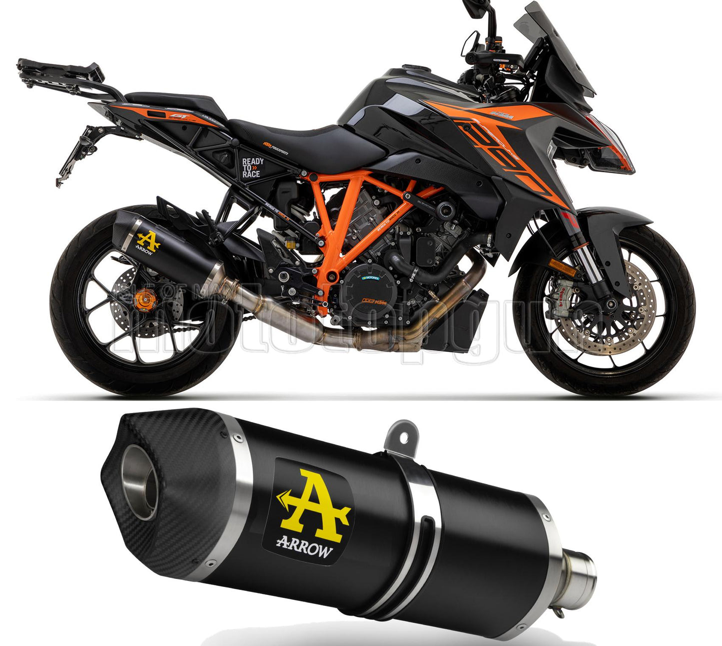 SCARICO COMPLETO RACE + DBKILLER ARROW RACE-TECH IN ALLUMINIO NERO CON FONDELLO IN CARBY COMPATIBILE CON KTM 1290 SUPERDUKE GT 17/21