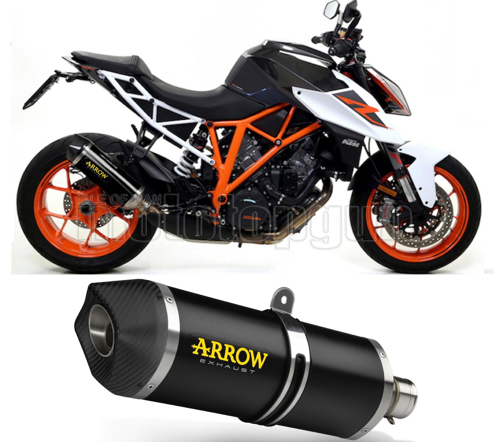 SCARICO COMPLETO RACE + DBKILLER ARROW RACE-TECH IN ALLUMINIO NERO CON FONDELLO IN CARBY COMPATIBILE CON KTM 1290 SUPERDUKE 17/19