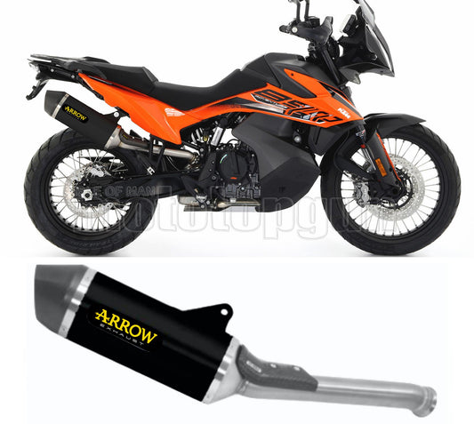 SCARICO OMOLOGATO OPEN ARROW RACE-TECH IN ALLUMINIO NERO CON FONDELLO IN CARBY COMPATIBILE CON KTM 890 ADVENTURE 21/23