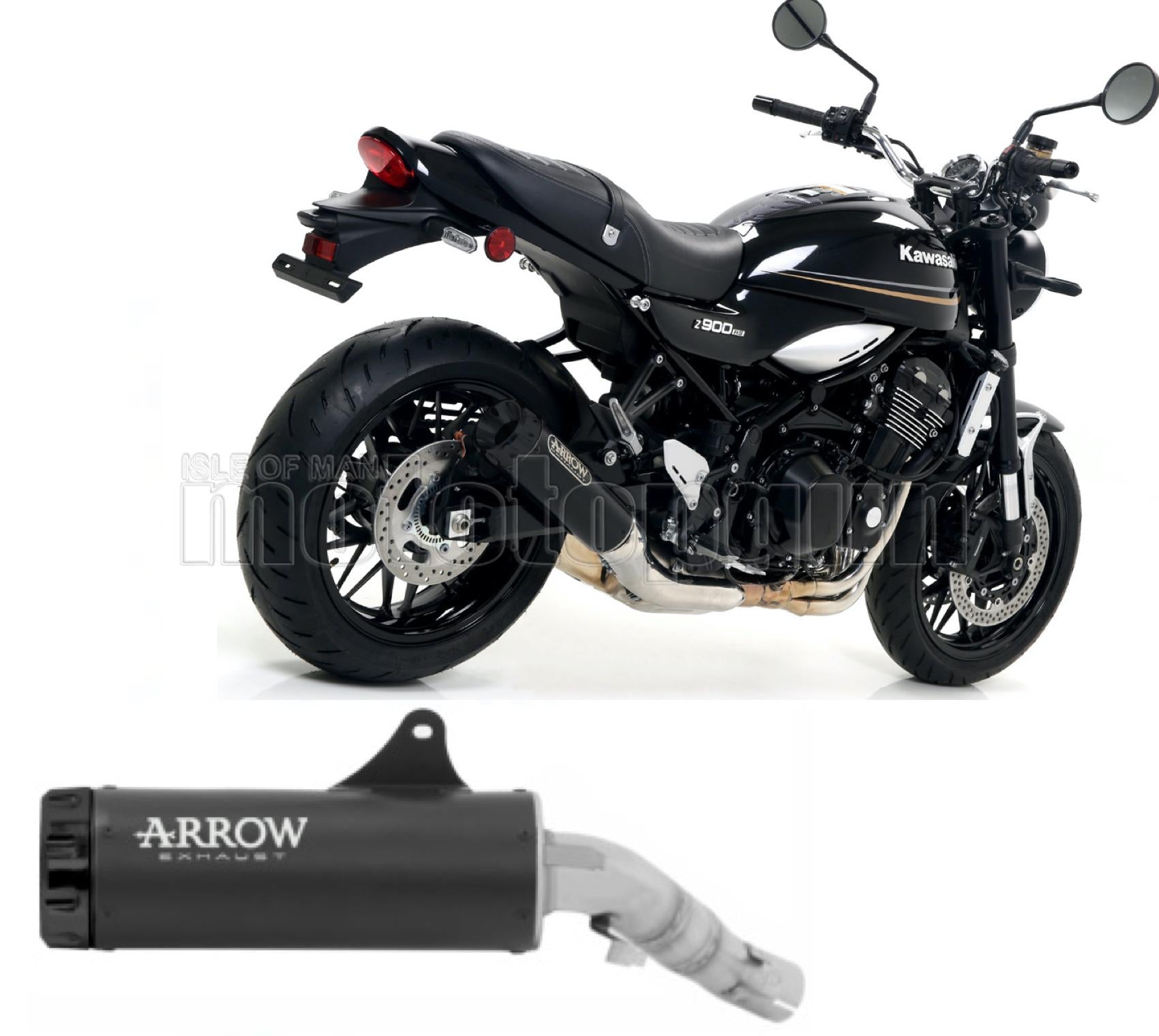SCARICO RACE ARROW REBEL IN ALLUMINIO NERO CON FONDELLO IN ALLUMINIO NERO COMPATIBILE CON KAWASAKI Z900 Z-900 RS 17/20