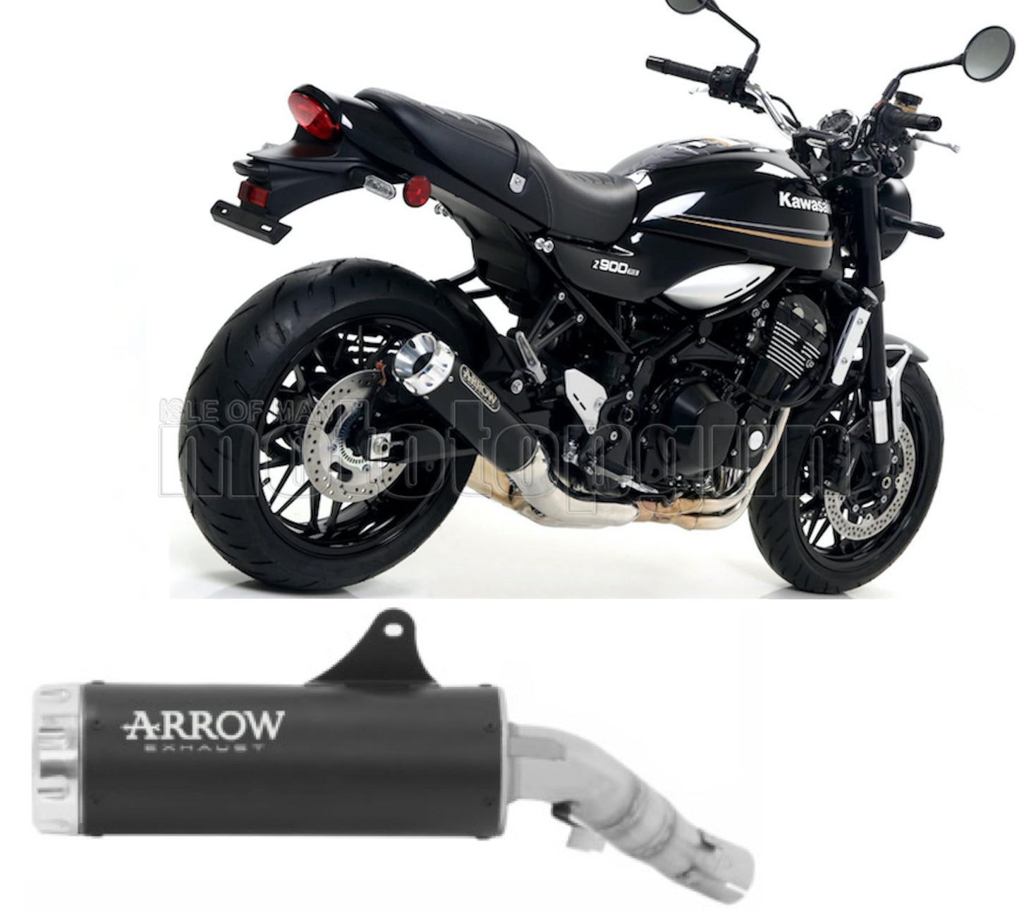 SCARICO RACE ARROW REBEL IN ALLUMINIO NERO CON FONDELLO IN ALLUMINIO COMPATIBILE CON KAWASAKI Z900 Z-900 RS 17/20