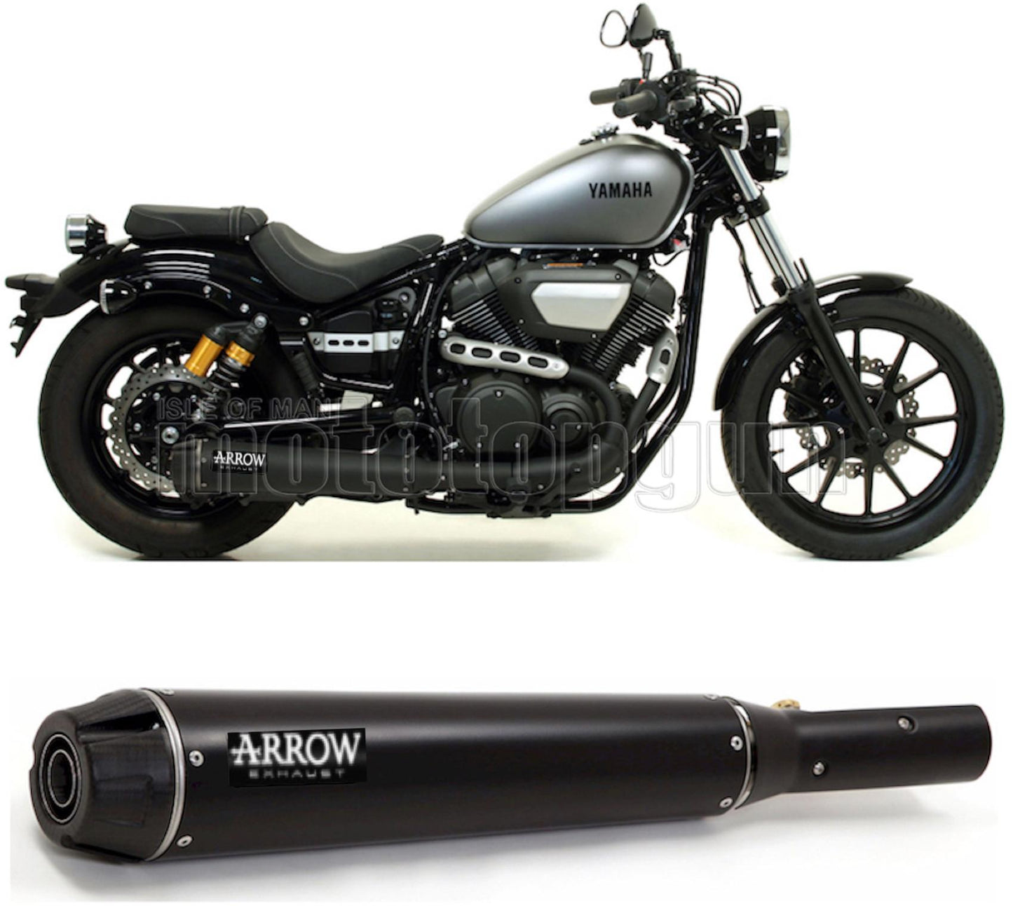 SCARICO RACE ARROW REBEL IN ALLUMINIO NERO CON FONDELLO IN CARBY COMPATIBILE CON YAMAHA XV 950 R 14/16