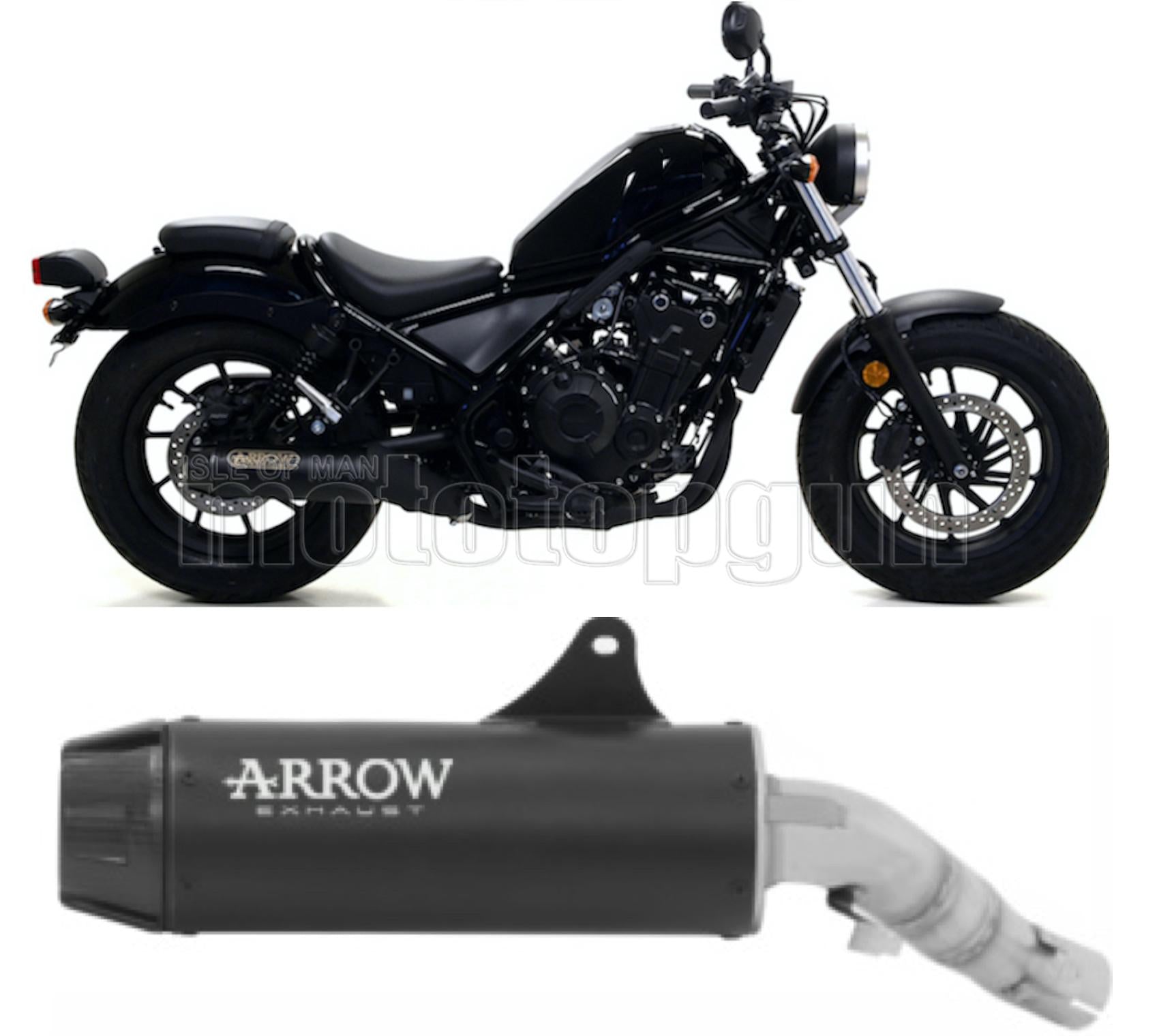 SCARICO RACE ARROW REBEL IN ALLUMINIO NERO CON FONDELLO IN CARBY COMPATIBILE CON HONDA CMX 500 REBEL 17/22