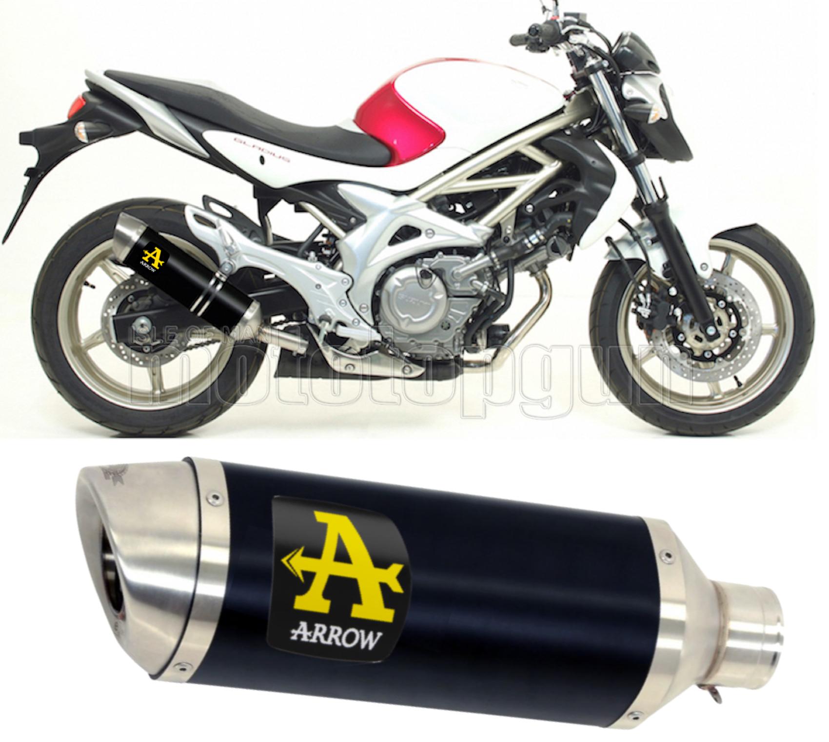 SCARICO COMPLETO OMOLOGATO OPEN ARROW THUNDER IN ALLUMINIO NERO CON FONDELLO IN INOX COMPATIBILE CON SUZUKI SVF 650 GLADIUS 09/15