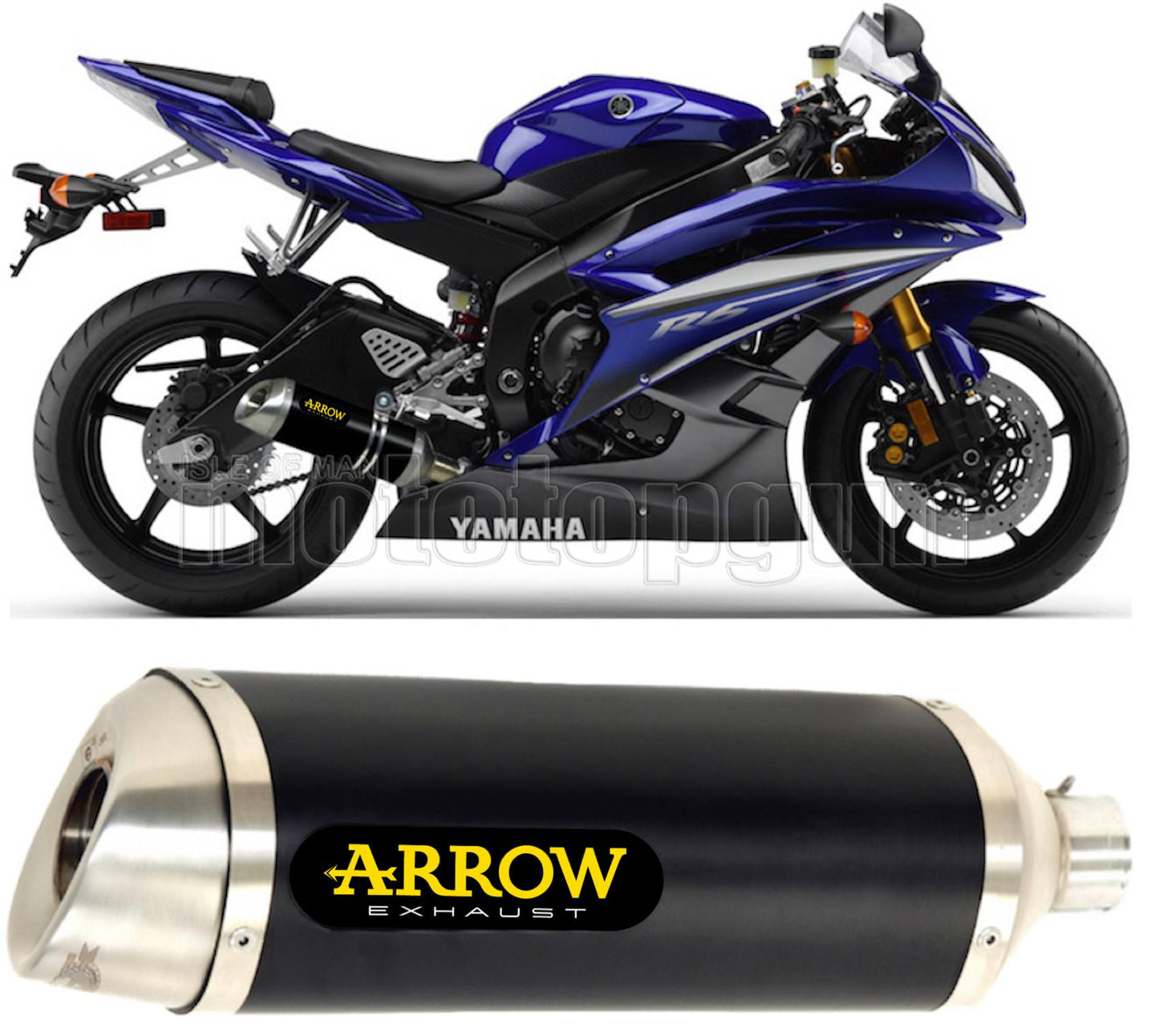 SCARICO COMPLETO OMOLOGATO OPEN BOMB ARROW THUNDER IN ALLUMINIO NERO CON FONDELLO IN INOX COMPATIBILE CON YAMAHA YZF 600 R6 06/07