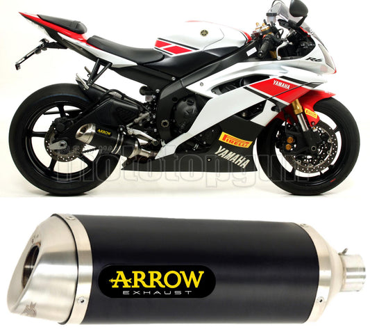 SCARICO COMPLETO OMOLOGATO OPEN BOMB ARROW THUNDER IN ALLUMINIO NERO CON FONDELLO IN INOX COMPATIBILE CON YAMAHA YZF 600 R6 12/16