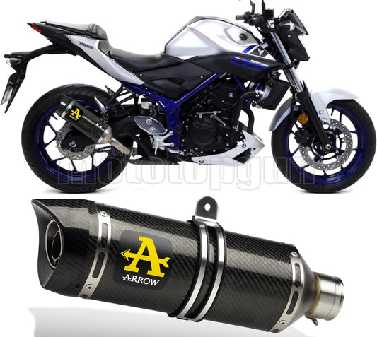 SCARICO OMOLOGATO CATALIZZATO ARROW THUNDER IN CARBONIO CON FONDELLO IN CARBY COMPATIBILE CON YAMAHA MT03 MT-03 18/19