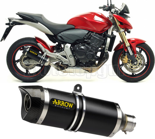 SCARICO COMPLETO OMOLOGATO OPEN ARROW THUNDER IN ALLUMINIO NERO CON FONDELLO IN CARBY COMPATIBILE CON HONDA CB 600 F HORNET 07/13