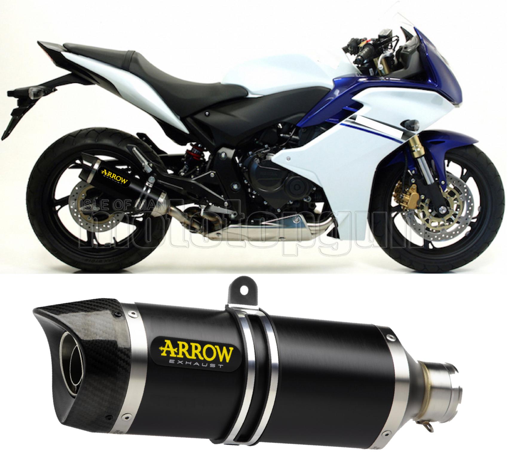 SCARICO COMPLETO OMOLOGATO OPEN ARROW THUNDER IN ALLUMINIO NERO CON FONDELLO IN CARBY COMPATIBILE CON HONDA CBR 600 F 11/13