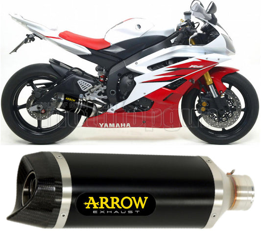 SCARICO COMPLETO OMOLOGATO OPEN BOMB ARROW THUNDER IN ALLUMINIO NERO CON FONDELLO IN CARBY COMPATIBILE CON YAMAHA YZF 600 R6 08/11