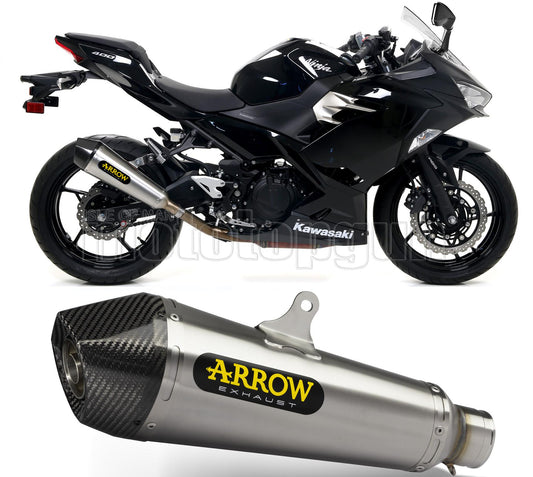SCARICO OMOLOGATO ARROW X-KONE IN NICHROM CON FONDELLO IN CARBY COMPATIBILE CON KAWASAKI NINJA 400 18/21