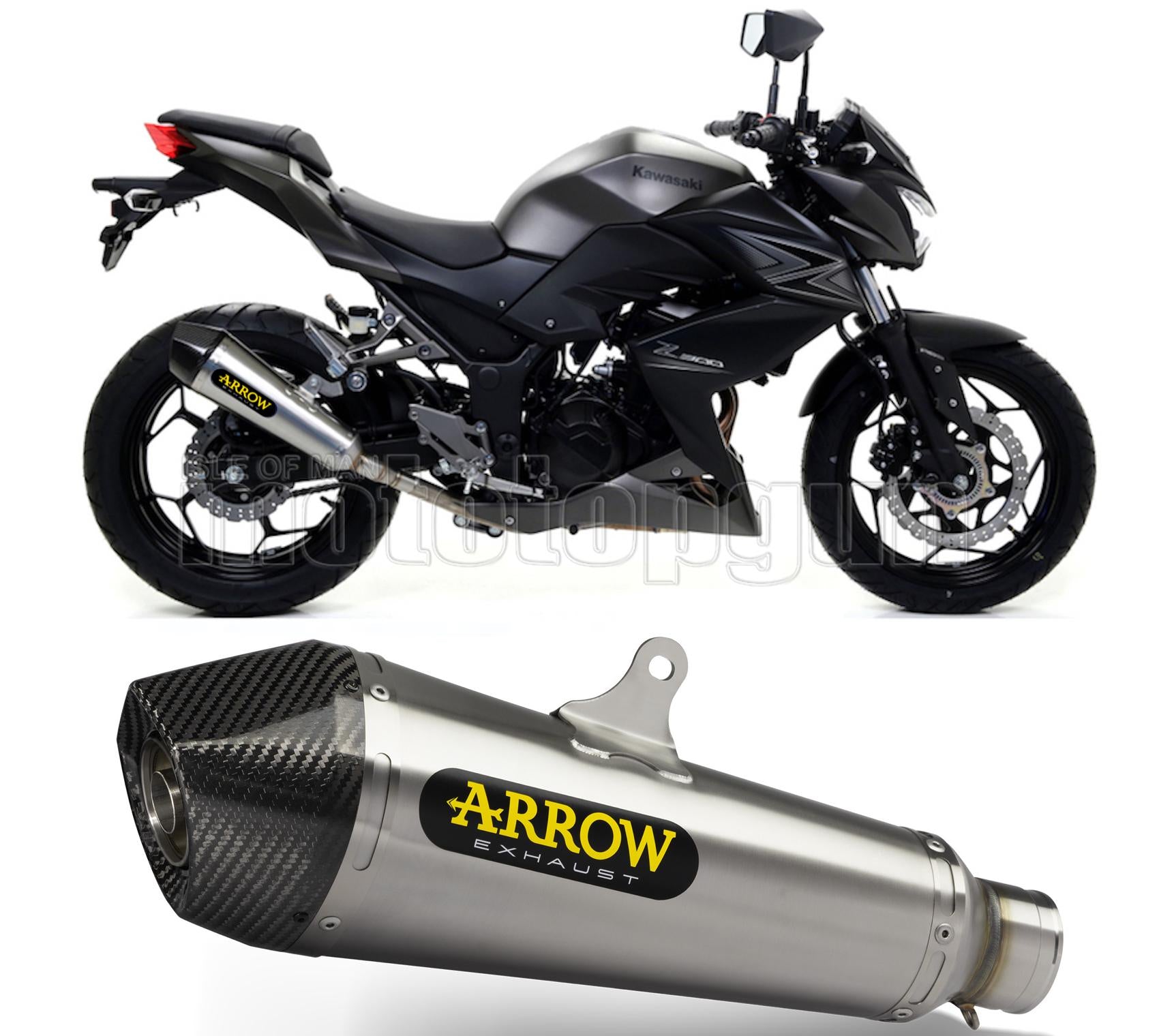 SCARICO COMPLETO OMOLOGATO OPEN ARROW X-KONE IN NICHROM CON FONDELLO IN CARBY COMPATIBILE CON KAWASAKI Z300 Z-300 15/16