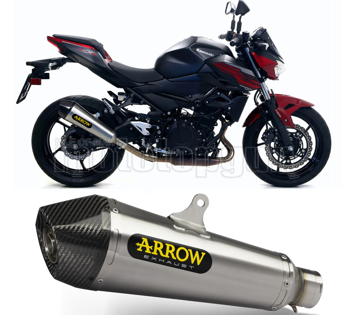 SCARICO OMOLOGATO ARROW X-KONE IN NICHROM CON FONDELLO IN CARBY COMPATIBILE CON KAWASAKI Z400 Z-400 19/20