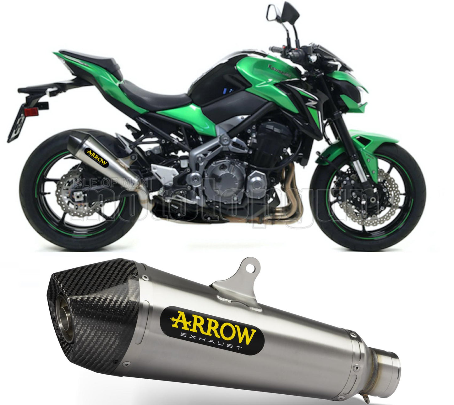 SCARICO OMOLOGATO DOPPIO TERMINALE ARROW X-KONE IN NICHROM CON FONDELLO IN CARBY COMPATIBILE CON KAWASAKI Z900 Z-900 17/19