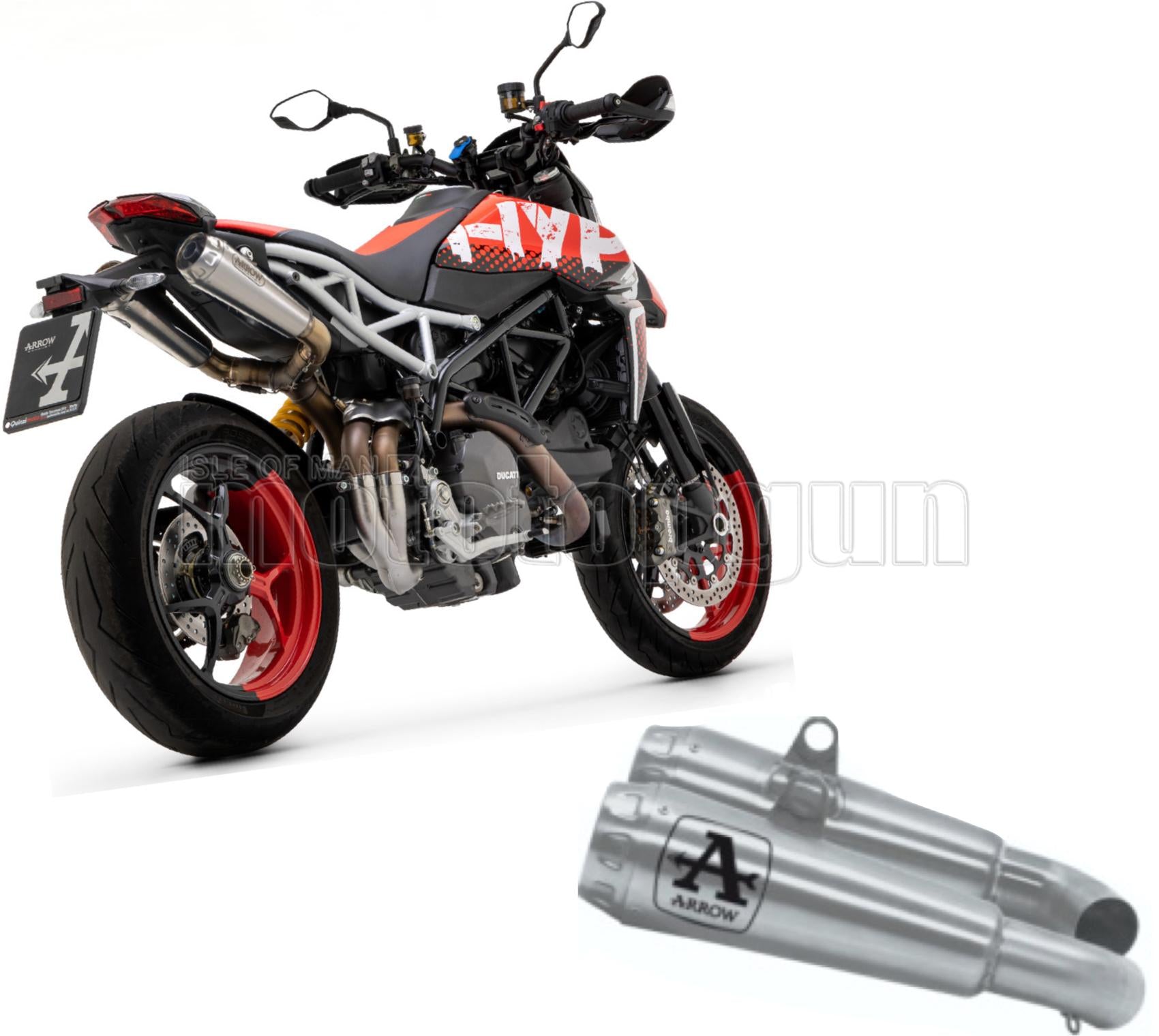 SCARICO OMOLOGATO OPEN DOPPIO TERMINALE ARROW PRO-RACE IN NICHROM CON FONDELLO IN INOX COMPATIBILE CON DUCATI HYPERMOTARD 950 22/23