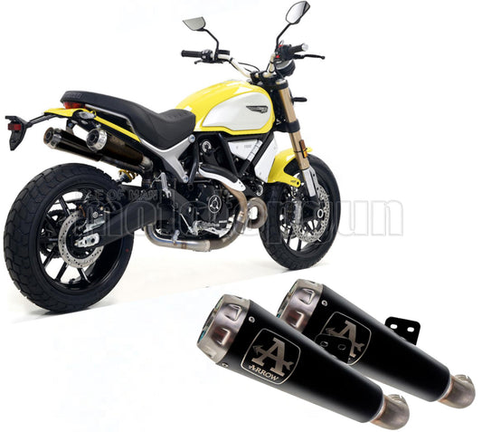 SCARICO OMOLOGATO ARROW PRO-RACE IN NICHROM NERO CON FONDELLO IN INOX COMPATIBILE CON DUCATI SCRAMBLER 1100 18/20
