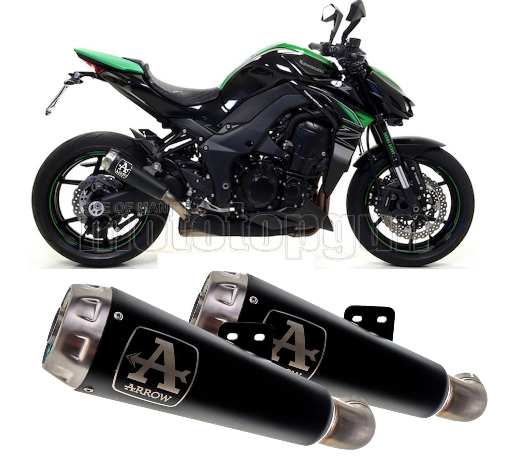 SCARICO COMPLETO OMOLOGATO OPEN ARROW PRO-RACE IN NICHROM NERO CON FONDELLO IN INOX COMPATIBILE CON KAWASAKI Z1000 Z-1000 17/20