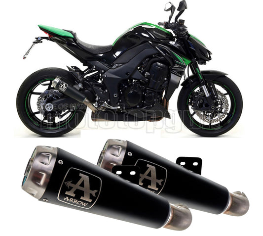 SCARICO COMPLETO OMOLOGATO OPEN ARROW PRO-RACE IN NICHROM NERO CON FONDELLO IN INOX COMPATIBILE CON KAWASAKI Z1000 Z-1000 17/20