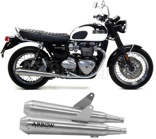 SCARICO OMOLOGATO CATALIZZATO ARROW PRO-RACING IN NICHROM CON FONDELLO IN INOX COMPATIBILE CON TRIUMPH BONNEVILLE T100 17/20