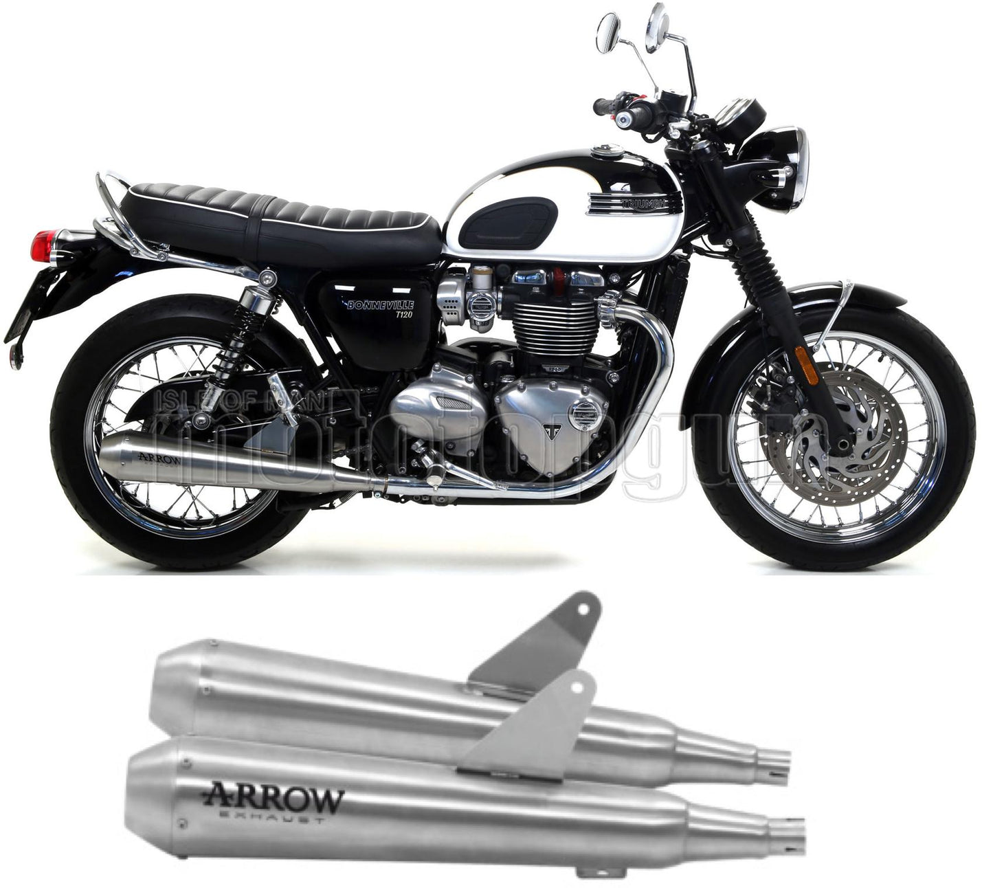 SCARICO OMOLOGATO CATALIZZATO ARROW PRO-RACING IN NICHROM CON FONDELLO IN INOX COMPATIBILE CON TRIUMPH BONNEVILLE T120 16/19