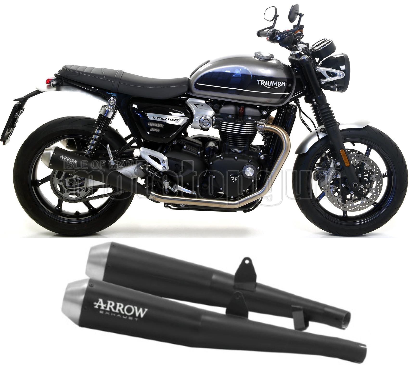 SCARICO OMOLOGATO CATALIZZATO ARROW PRO-RACING IN NICHROM NERO CON FONDELLO IN INOX COMPATIBILE CON TRIUMPH SPEED TWIN 1200 19/20