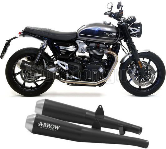 SCARICO OMOLOGATO CATALIZZATO ARROW PRO-RACING IN NICHROM NERO CON FONDELLO IN INOX COMPATIBILE CON TRIUMPH SPEED TWIN 1200 19/20
