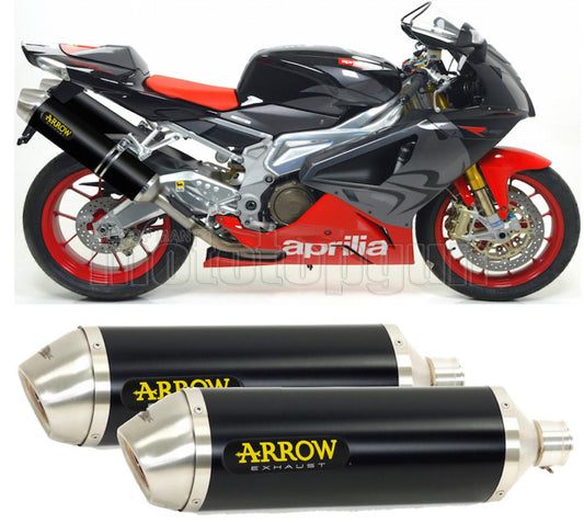 SCARICO COMPLETO OMOLOGATO OPEN ALTO ARROW RACE-TECH IN ALLUMINIO NERO CON FONDELLO IN INOX COMPATIBILE CON APRILIA RSV 1000 R FACTORY 04/08