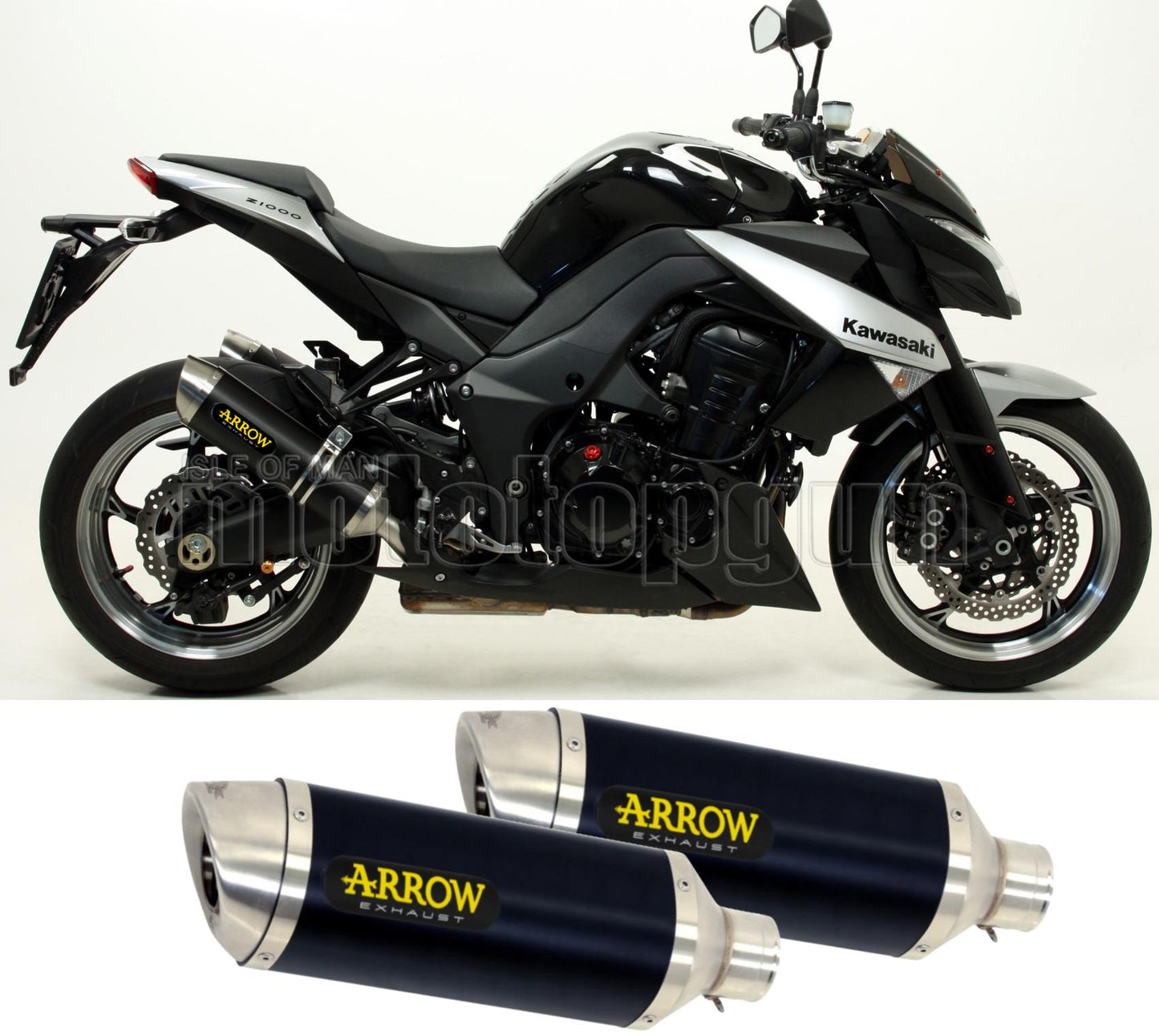SCARICO COMPLETO OMOLOGATO OPEN ARROW THUNDER IN ALLUMINIO NERO CON FONDELLO IN INOX COMPATIBILE CON KAWASAKI Z1000 Z-1000 10/13