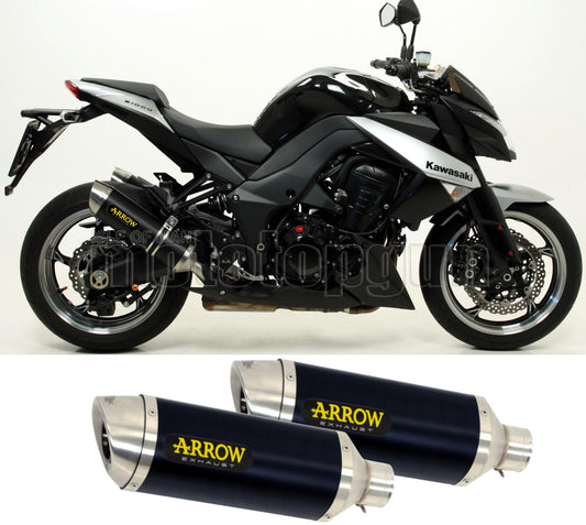 SCARICO COMPLETO OMOLOGATO OPEN ARROW THUNDER IN ALLUMINIO NERO CON FONDELLO IN INOX COMPATIBILE CON KAWASAKI Z1000 Z-1000 10/13