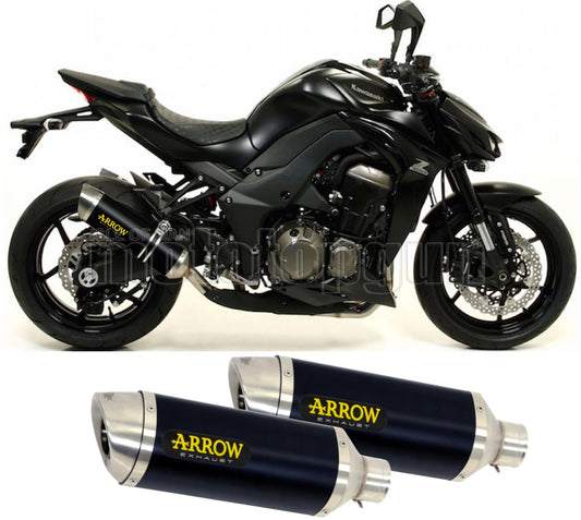 SCARICO COMPLETO OMOLOGATO OPEN ARROW THUNDER IN ALLUMINIO NERO CON FONDELLO IN INOX COMPATIBILE CON KAWASAKI Z1000 Z-1000 14/16