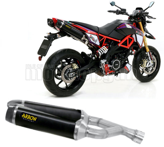 SCARICO OMOLOGATO OPEN ARROW THUNDER IN ALLUMINIO NERO CON FONDELLO IN CARBY COMPATIBILE CON APRILIA DORSODURO 900 17/19
