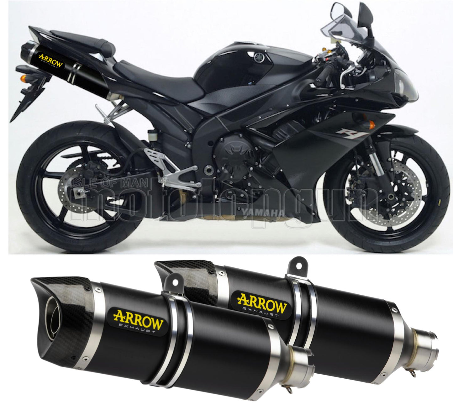 SCARICO COMPLETO OMOLOGATO OPEN ARROW THUNDER IN ALLUMINIO NERO CON FONDELLO IN CARBY COMPATIBILE CON YAMAHA YZF 1000 R1 07/08