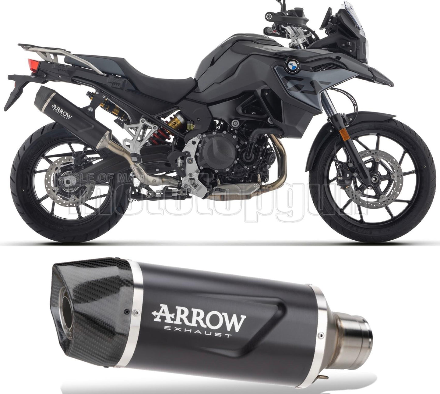 SCARICO OMOLOGATO ARROW INDY-RACE EVO IN ALLUMINIO NERO CON FONDELLO IN CARBY COMPATIBILE CON BMW F 800 GS 24/25