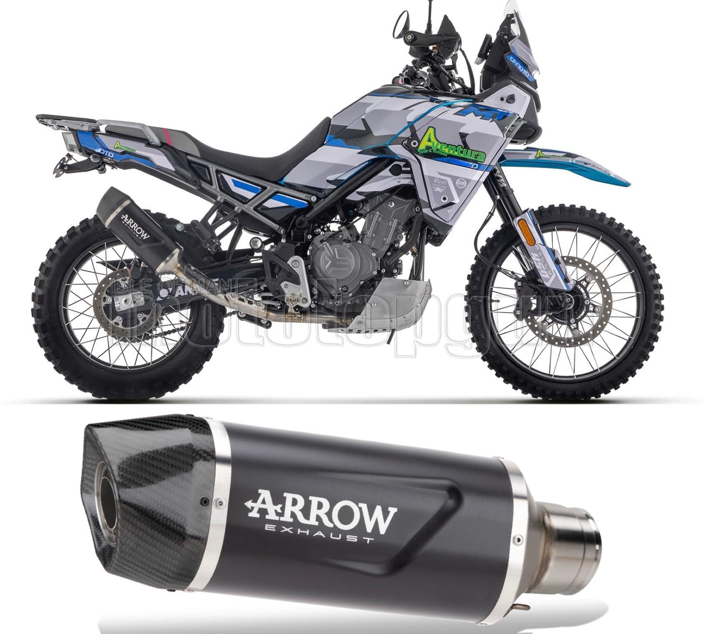 SCARICO OMOLOGATO ARROW INDY-RACE EVO IN ALLUMINIO NERO CON FONDELLO IN CARBY COMPATIBILE CON CF MOTO 450 MT 2024