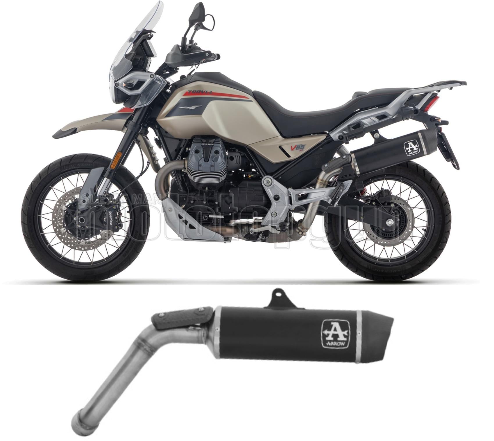 ARROW SCARICO OMOLOGATO INDY-RACE EVO ALLUMINIO NERO FONDELLO CARBY COMPATIBILE CON MOTO GUZZI V85 TT 2025