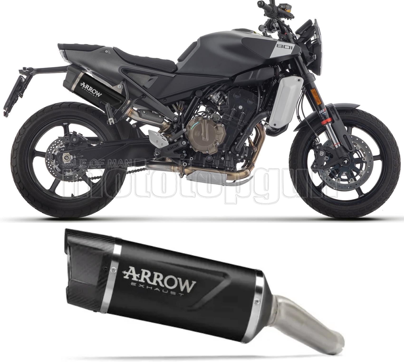 SCARICO OMOLOGATO ARROW INDY-RACE EVO IN ALLUMINIO NERO CON FONDELLO IN CARBY COMPATIBILE CON HUSQVARNA SVARTPILEN 801 2024