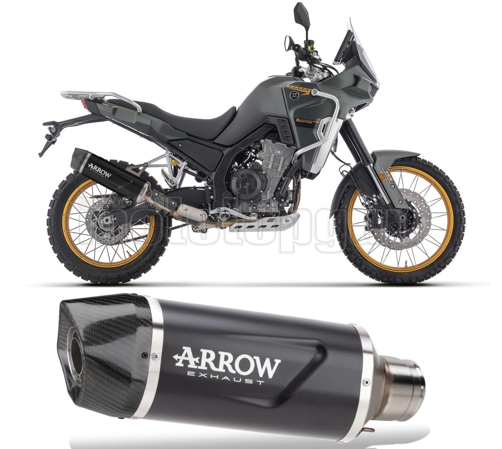 SCARICO OMOLOGATO ARROW INDY-RACE EVO IN ALLUMINIO NERO CON FONDELLO IN CARBY COMPATIBILE CON KOVE 800 X PRO 2024