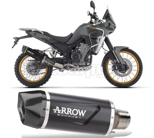 SCARICO OMOLOGATO ARROW INDY-RACE EVO IN ALLUMINIO NERO CON FONDELLO IN CARBY COMPATIBILE CON KOVE 800 X PRO 2024