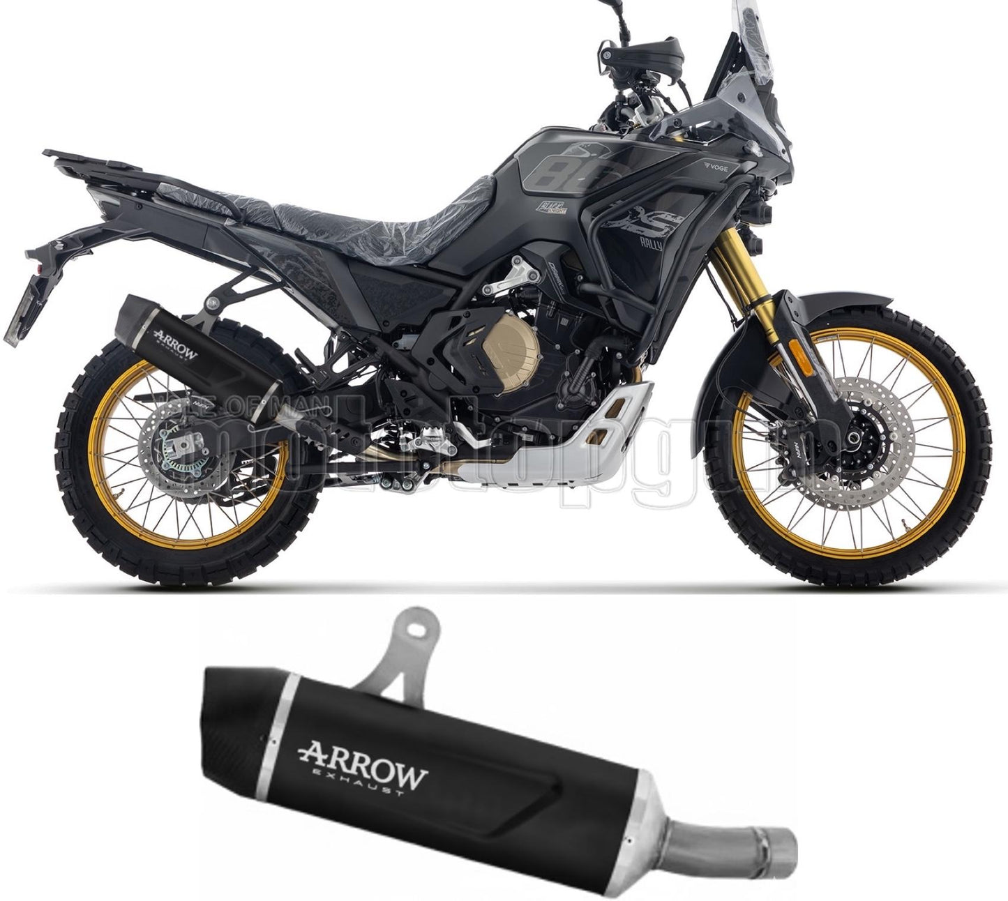 ARROW SCARICO OMOLOGATO INDY-RACE EVO ALLUMINIO NERO FONDELLO INOX COMPATIBILE CON VOGE VALICO 800 DSX RALLY 25/26