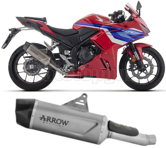 SCARICO OMOLOGATO ARROW INDY-RACE EVO IN TITANIO CON FONDELLO IN CARBY COMPATIBILE CON HONDA CBR 500 R 2024