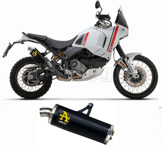 SCARICO OMOLOGATO ARROW INDY-RACE IN ALLUMINIO NERO CON FONDELLO IN INOX COMPATIBILE CON DUCATI DESERT-X 950 22/23