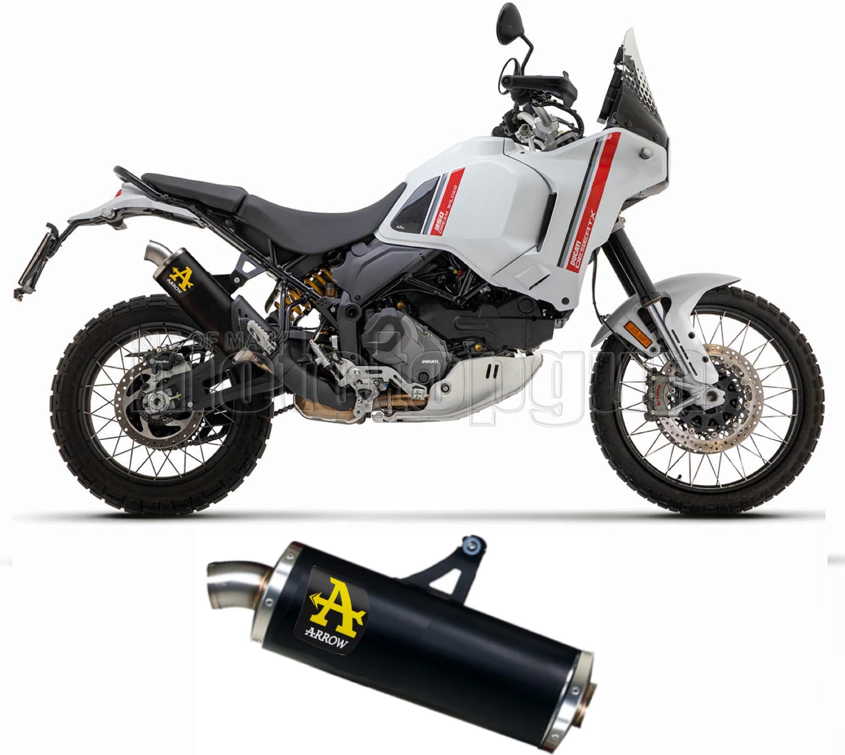 SCARICO OMOLOGATO ARROW INDY-RACE IN ALLUMINIO NERO CON FONDELLO IN INOX COMPATIBILE CON DUCATI DESERT-X 950 22/23